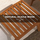 Outsunny 4 Piece Patio Furniture Set, 2 Chairs with Cushions & Ottomans, Outdoor Chair Set for 2 with Footstools, Slatted Acacia Wood Seat & Backrest, Cream White Outsunny