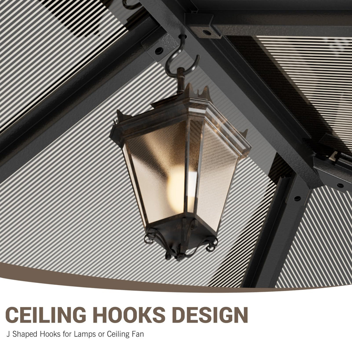 UDPATIO 12'x14'Hardtop Gazebo, Heavy Duty Aluminum Patio Gazebo with Double Galvanized Steel and Polycarbonate Roof,Curtains and Netting Included, Large Outdoor Gazebo for Patio, Deck, Backyard, Grey UDPATIO