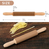Beech Wood 3mm Spaghetti Pasta Cutter Noodle Lattice Roller Docker Dough Cutter Wooden Rolling Pin Spaghetti Pasta Maker Beechwood Noodle Cutter Rolling Pin Kitchen Cooking Tools /G