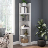 Bush Home Universal 15W Tall Corner Bookshelf in White, 6 Shelf Narrow Bookcase for Home Office Storage or Living Room Organization Bush Home