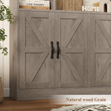 HOSTACK 75” Tall Book Shelf and Bookcase, Bookshelf with Storage Cabinet, 47” Wide Bookcase with 4 Doors, Standing Display Shelves, Modern Farmhouse Book Case for Living Room, Home Office, Ash Grey HOSTACK