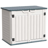 UDPATIO Outdoor Storage Cabinet 35 Cu Ft, Resin Horizontal Outdoor Trash Can Storage Box Lockable Shed 4 x 2 ft for Garbage, Garden Tools, Lawn Mowers UDPATIO