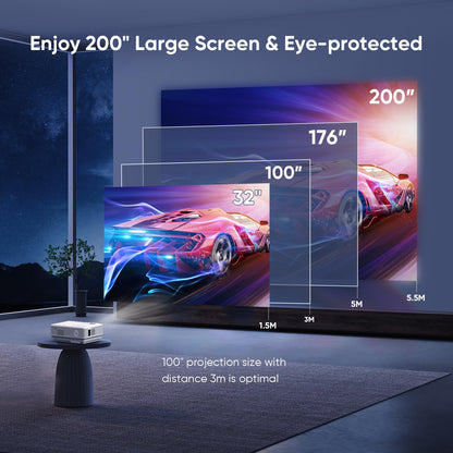 Projector with WiFi and Bluetooth, Upgrade Outdoor Projector, Mini Movie Projector Supports 1080P Synchronize Smartphone Screen by WiFi/USB Cable for Home Entertainment