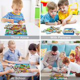 LELEMON Puzzles for Kids Ages 4-8,Construction Site 100 Piece Puzzles for Kids,Educational Kids Puzzles Jigsaw Puzzles in a Metal Box,Children 100 Piece Puzzle Games Puzzle Toys for Girls and Boys LELEMON