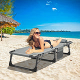 DoCred Heavy Duty Chaise Lounge Chair, Adjustable 5-Position Folding Chaise Lounge Chairs for Outside, Portable Lay Flat Beach Lounge Chair for Outdoor Sunbathing Beach Pool Lawn Camping DoCred