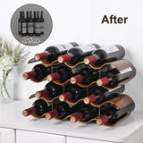 TRUDING Countertop Wine Rack - 14 Bottle Freestanding Wine Bottle Holder Stand - 4 Tier Wooden Wine Storage Rack - Wavy Wine Organizer for Cabinet Pantry Home Kitchen Bar (Walnut) TRUDING