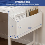 Grandder Gaming Desk 40 Inch with Power Outlet and LED Light, Computer Desk with Reversible Shelves and Storage Drawer, Pc Small Desk for Home Office Table with Bag, Carbon Fiber White Grandder