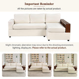 Christopher Knight Home Davinz 87.4" L-Shaped Sectional Sofa, Chenille 3 Seater Couch, Sectional Couches with Chaise Lounge, Upholstered Sofa Couch with Reversible Armrests for Living Room, Beige Christopher Knight Home