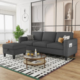 ZeeFu Convertible Sectional Sofa Couch: Dark Gray 3Seat L-Shaped Sectional Sofa Couches with Storage Ottoman - Modern Linen Fabric Small Sofa Furniture Set for Living Room Office Small Space Apartment ZeeFu