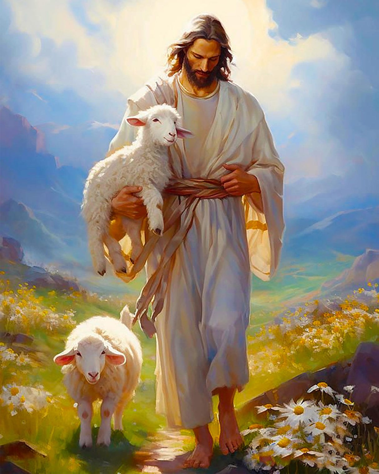 igoodom Jesus Paint by Numbers for Adults - Christian Paint by Numbers Kits on Canvas for Beginners DIY Potted Acrylic Oil Painting Art Crafts Set for Home Decor Wall Art 16x20in igoodom