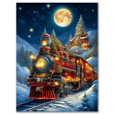 Christmas Diamond Painting Kits for Adults - Christmas Train Diamond Art for Adults Beginner DIY 5D Full Round Drill Gem Art Paint with Home Wall Decor (12x16in) Benjenes