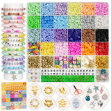 FZIIVQU 6100Pcs Clay Beaded Bracelet Making Kit for Girls 24 Colors Friendship Bracelet Beads Kit with Letter Beads Polymer Heishi Bead for Jewelry Making FZIIVQU