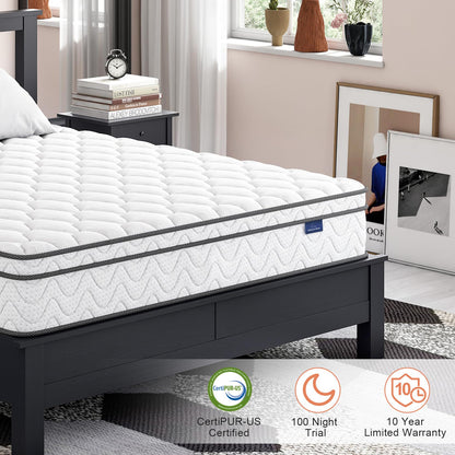 Vesgantti Full Size Mattress, 10 Inch Hybrid Full Mattress in a Box, Double Mattress with Memory Foam and Pocket Spring, Ergonomic Design & Pressure Relief, Medium Firm Feel, 54"*75"*10"