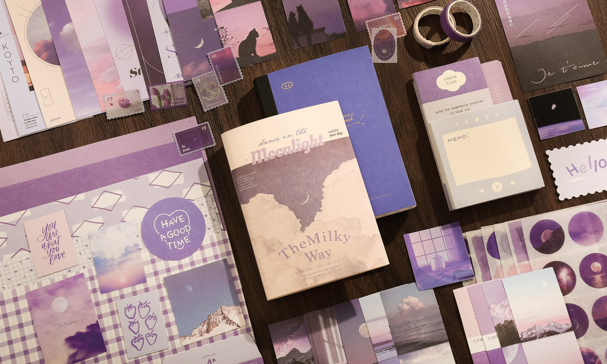 348 Pcs Scrapbooking Supplies Kit, Vintage Aesthetic Scrapbook Kit for Bullet Junk Journal, Stationery, A6 Grid Notebook, DIY Journaling Supplies, Birthday Craft Gift for Teen Girl Kid Women emmoolife