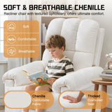 Korser Recliner Chair, Swivel Rocker Recliner Chair for Adults, Small Recliners for Small Spaces, Upholstered Manual Recliner with Side Pockets, Nursery Rocking Chair for Living Room, Chenille, Beige Korser