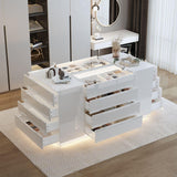 TAMUNE Armoire Bedroom Island Wardrobe Closet Island with 16 Drawers & Glass Tabletop, Island Dresser with Jewelry Organizer, Closet Island for Cloakroom White (63”W x 31.5”D x 31.5”H) TAMUNE