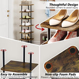 AZERPIAN Shoe Rack 7 Tier Vertical Storage Organizer Narrow Metal Slim Shelf Modern Free Standing Shoe Tower Saving Space for Closet Entryway Bedroom,Black+Rustic Brown AZERPIAN