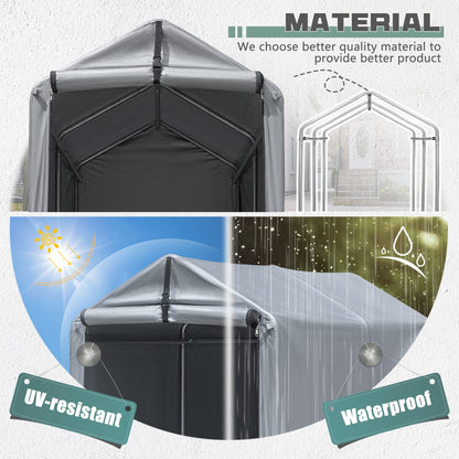 Flamaker Storage Shed 6' x 3' Metal Frame Outdoor Waterproof Carport Shelter with Rollup & Zipper Door Garage Tent for Bike, Motorcycle, Firewood - WoodArtSupply