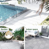 BEEFURNI Acacia Interlocking Deck Tiles (12"x 12" 20 PCS), Wood Deck Tiles Interlocking Outdoor All Weather, Patio Flooring for Indoor Outdoor use, 1 Year Warranty (Light Gray) BEEFURNI