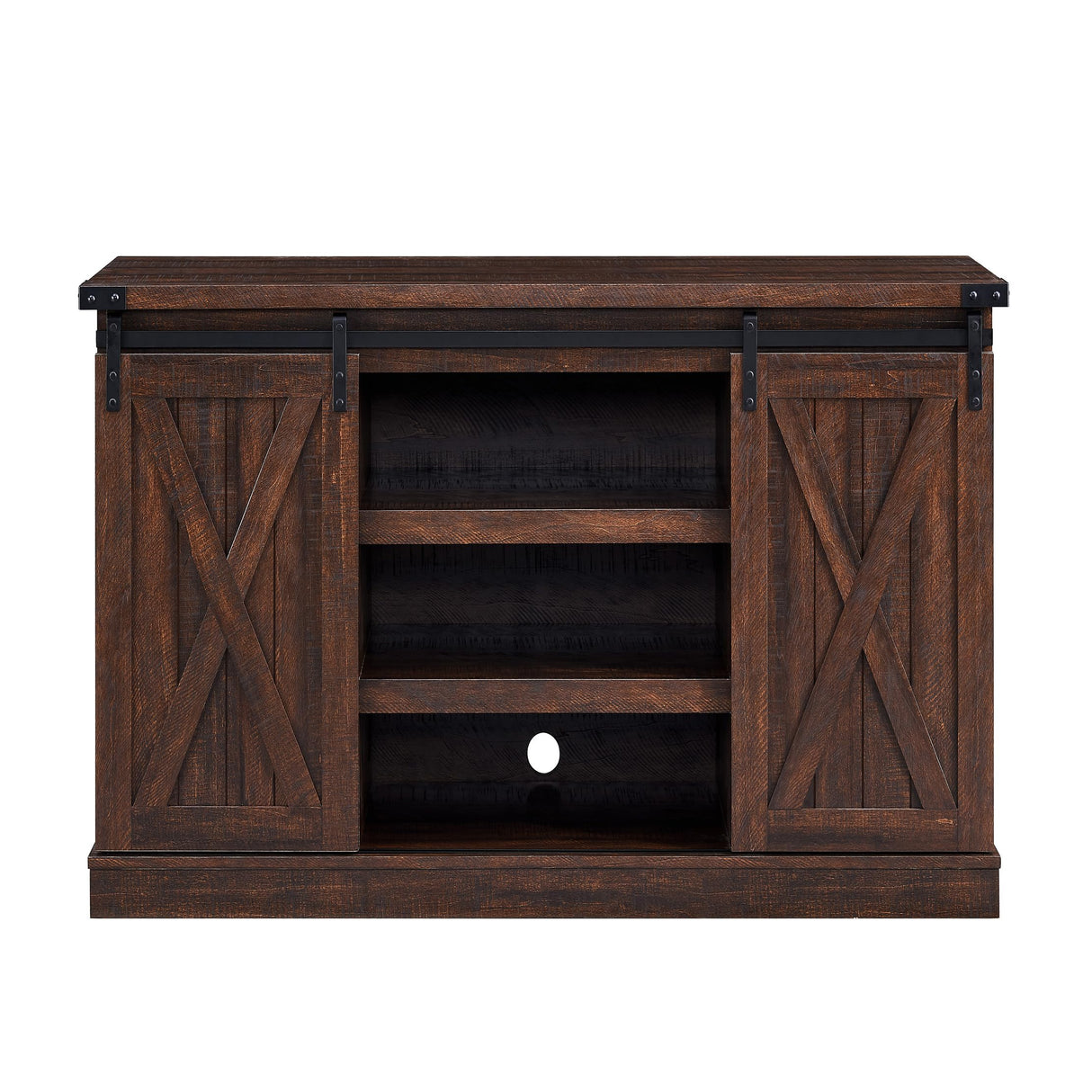 EDYO LIVING Farmhouse TV Stand for 65 Inch TV, Wood TV Stand with Sliding Barn Door, Entertainment Center with Storage Cabinet, Rustic Media Console for Living Room Bedroom, Espresso EDYO LIVING