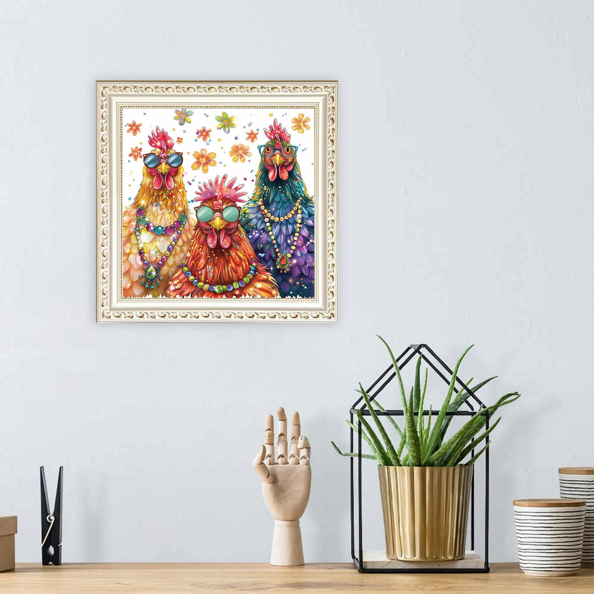Eiflow DIY Chicken Diamond Art Kits for Adults, 5D Diamonds Painting Kits Rooster with Glasses Full Round Drill(13.8x13.8inch/35x35cm) Eiflow