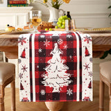 Buffalo Plaid Christmas Tree Christmas Table Runner, Red Winter Holiday Kitchen Dining Christmas Table Decoration for Indoor Outdoor Home Party Decor 13x72 Inch (Christmas Tree) Lapensa