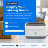 ZEBRA ZSB Series Thermal Label Printer 4" 300 dpi, Wi-Fi Printing, Supports UPS/USPS/FedEx, Barcodes, Custom & Shipping Labels, Print Anywhere, 4x6 Home & Office Shipping Label Printer ZEBRA