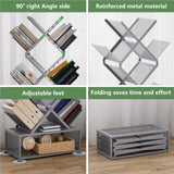 Gintan 9-Tier Modern Book Shelves with Storage, Bedroom Shelves Folding Bookshelves, No Installation Required Shelf Tree Bookcase for Living Room, Study, Home Office, Bed Room (Grey) Gintan