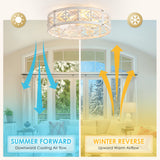 ZYD Caged Ceiling Fan with Light, 20" Ceiling Fan with Lights and Remote Flush Mount, Bladeless Caged Ceiling Fan with Light, Rust White Farmhouse Ceiling Fan for Bedroom, Kitchen, Dining Room ZYD