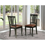 East West Furniture Avon Dining Faux Leather Upholstered Wooden Chairs, Set of 2, Black East West Furniture