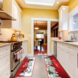 Layhit 3 Pcs Christmas Kitchen Rug and Mat Set Christmas Absorbent Anti Fatigue Winter Bathroom Mat Non Slip Washable Rug for Xmas Party Kitchen Decor 20'' x 59'' + 20'' x 47'' + 20'' x 32''(Snowman) Layhit