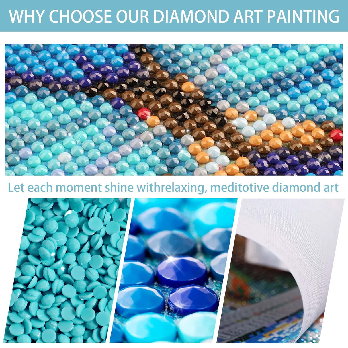 VAIIEYO Large Diamond Art Kits for Adults Horse, Diamond Art Animal, Large Diamond Painting Kits Full Drill Round Rhinestone Craft Canvas for Home Wall Decor Gift 12x31 inch VAIIEYO