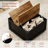 MaverickFurni Farmhouse Coffee Table with Storage, Lift Coffee Tables for Living Room, Square Coffee Table with Wood Gourd Feet and Hydraulic Gas Rod (Black) MaverickFurni