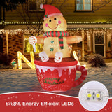 7.5 FT Christmas Inflatable Outdoor Decoration, Gingerbread Man Hot Cocoa Cup Christmas Blow up Yard Decorations with Buit-in LEDs, Gingerbread Inflatable Holiday Indoor Outdoor Party Patio Xmas Gifts Pattiumo