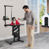 YITAHOME Electric Lift Dog Grooming Table 24" Rotating Desktop Pet Grooming Table for Dogs at Home, Adjustable Overhead Arm & Tool Organizer Dog Grooming Station, Black YITAHOME