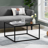 SAYGOER Glass Coffee Table, Small Modern Coffee Table Square Simple Center Tables for Living Room 26.7 x 26.7 x 17.7 Inches, Gray Black SAYGOER