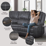 Yolsali 3-Seater Recliner Sofa, Manual Reclining Couch with Multi-Functional Middle Seat, Reclining Sofa for Living Room with Hidden Storage Space, Cup Holders, and Removable Console - Grey Yolsali