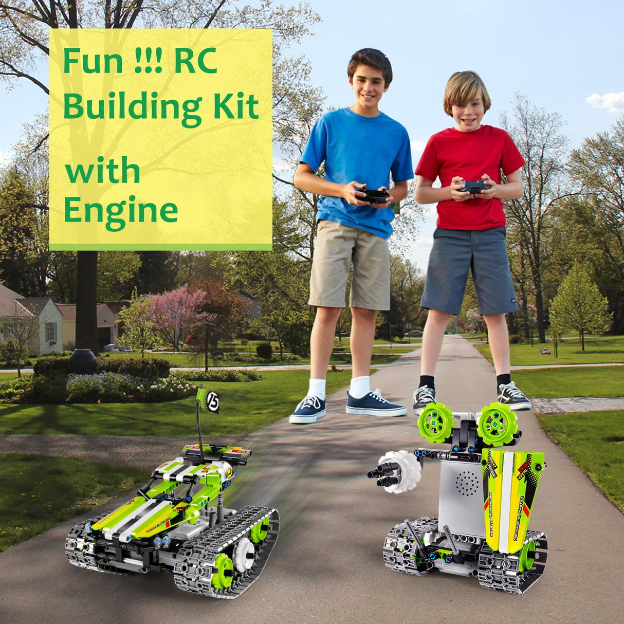BIRANCO. Remote Control Tracked 3in1 Stunt Racer Building Kit - RC Car STEM Construction Toy, Gift Idea for Kids, Boys and Girls Ages 8-12 Year Old (353 Pcs) BIRANCO.