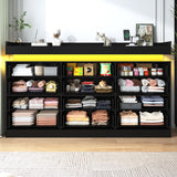 jiteentarou 12 Drawer Dresser with Charging Station and LED Lights, Modern Chest of Drawers with Power Outlet, Organizer Cabinet for Bedroom, Living Room, Entryway, Black jiteentarou