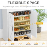 DWVO 6-Tier Shoe Cabinet with Doors & Drawer – Adjustable Shelves, Built-in Induction Strip for Entryway Living Room Storage (White) DWVO