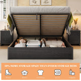 AMERLIFE Dark Oak Lift-Up Storage Bed Frame - Queen Size with Ample Under-Bed Storage AMERLIFE