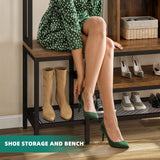 YITAHOME Farmhouse Entryway Bench with Coat Rack 59", 5-in-1 Hall Tree with Bench and Shoe Storage for Entrance, Living Room, Bedroom, Rustic Brown YITAHOME