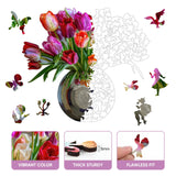 Ruikiyart Wooden Jigsaw Puzzle for Adults Colorful Tulip Vase 200Pcs Unique Shapes Jigsaw Puzzles Great Gift for Adults and Couples on Valentine's Day,Women's Day,Thanksgiving 11.1x12.4 Inches Ruikiyart