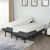 ESHINE 14" Hybrid Mattress Twin XL + Adjustable Bed Frame - Luxury Gel Memory Foam, Upholstered Bed Frames with Massage, USB, Under Bed Night Light, Head and Foot Incline, Split King ESHINE