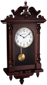 Olden Days Wall Clock with Real Wood, 4 Chime Options, Swinging Pendulum, Antique Vintage Design, 22" Large Olden Days
