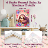 4 Pack Animal Paint by Number for Kids with Wooden Frame, Paint by Numbers for Kids Animals Ages 4-8-12, Easy Sloth Fox Sea Turtle Horse DIY Acrylic Oil Painting Kits for Home Wall Decor (8X8 inch) xackcme