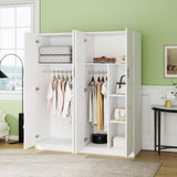 Panana Large Wardrobe Closet with Storage Shelves, 4 Door Armoires Wardrobe with 5 Shelves and 2 Hanging Rails for Bedroom Panana