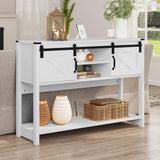 RoyalCraft Farmhouse Entryway Table with Storage and Sliding Barn Door, 32" Tall Console Table with Storage, Wood Sofa Table with Adjustable Shelf, Console Tables for Entryway, Hallway, Living Room RoyalCraft