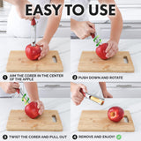 Zulay Kitchen Premium Apple Corer Tool - Ultra Sharp, Stainless Steel, Serrated Blades for Easy Coring - Easy to Use & Clean, Durable Apple Corer Remover for Baking Apples & More - Red Zulay Kitchen