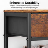 Kitstorack Shoe Rack, 4 Tier Shoe Organizer for 9-12 Pairs of Shoes, with 2 Drawers, 3 Fabric Shelves and Wooden Top, Shoe Rack for Closet Entryway, Rustic Brown Kitstorack